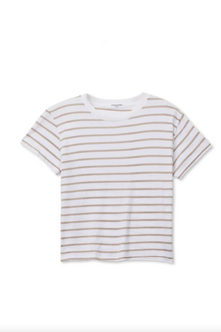 Perfectwhitetee Everett Boxy Crewneck Tee - Driftwood/White Stripe