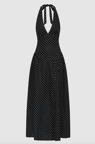 Faithfull La Cala Midi Dress - Lola Polka Dot Black Cream