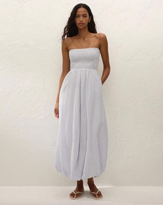 Faithfull Lunaire Midi Dress - Light Blue White