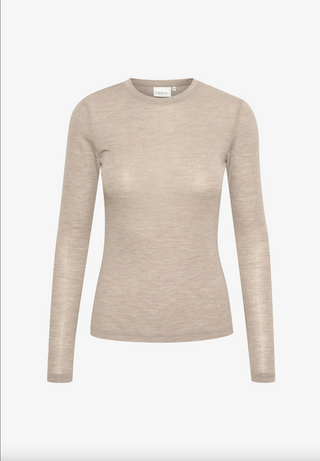 Gestuz Ninia Wool Roundneck - Sand Melange