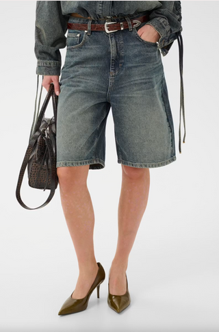 Gestuz Susara HW Shorts - Blue/Green Wash
