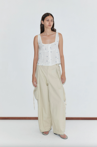 Deiji Studio Relax Tie Top - Floral Blue