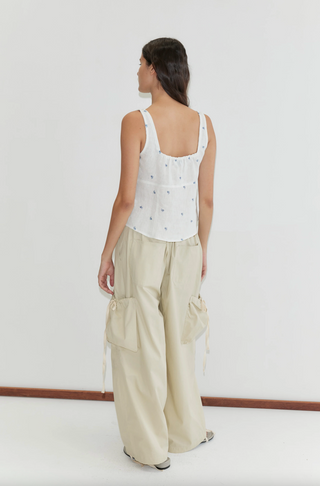 Deiji Studio Relax Tie Top - Floral Blue