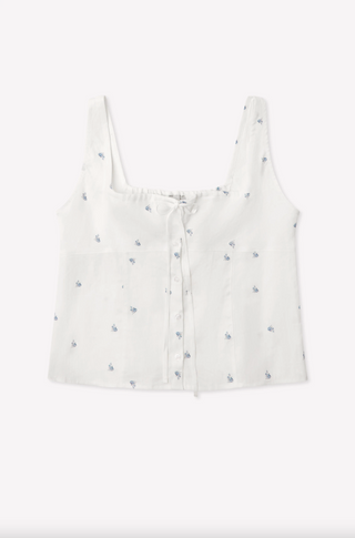 Deiji Studio Relax Tie Top - Floral Blue