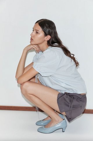 Deiji Studio Fine Collar Top - Mist Stripe