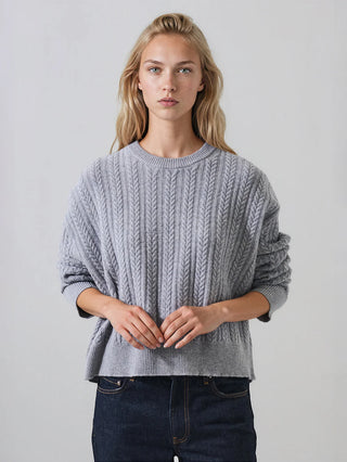 Superfine Wool Oversized Cable Crew - Marble
