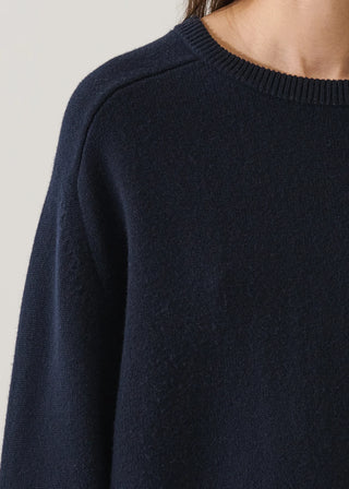 Patrick Assaraf Nano Cashmere Saddle Shoulder Crew - Midnight