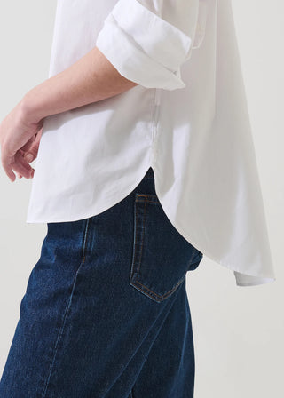 Patrick Long Sleeve Cotton Boyfriend Pocket Shirt - White