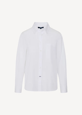 Patrick Long Sleeve Cotton Boyfriend Pocket Shirt - White