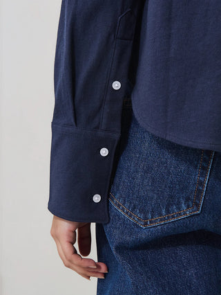 Patrick Long Sleeve Organic Cotton Relaxed Shirt in Midnight