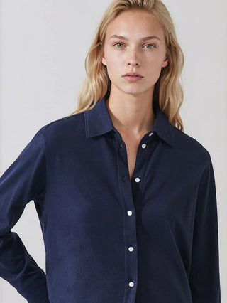 Patrick Long Sleeve Organic Cotton Relaxed Shirt in Midnight