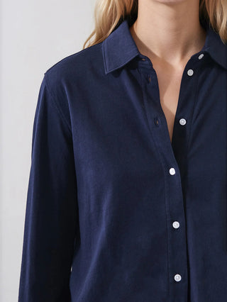 Patrick Long Sleeve Organic Cotton Relaxed Shirt in Midnight