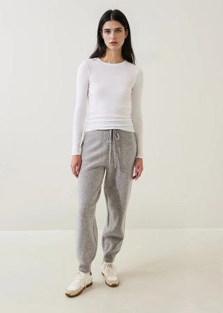 Patrick Long Sleeve Cotton Modal Rib Crew - White