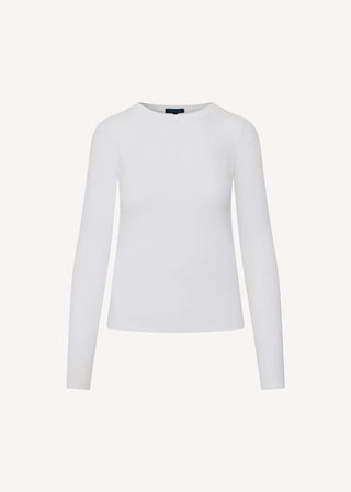 Patrick Long Sleeve Cotton Modal Rib Crew - White