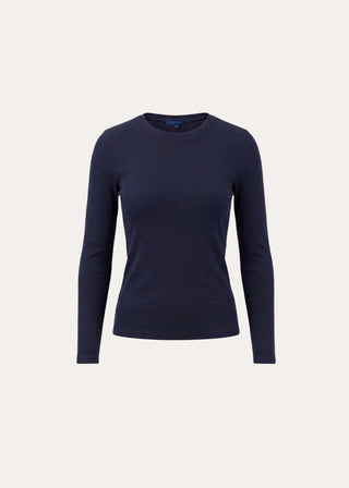 Patrick Long Sleeve Cotton Modal Rib Crew - Dark Navy