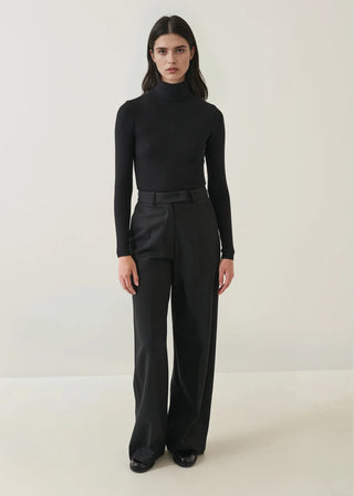 Patrick Long Sleeve Cotton Modal Rib Tneck - Black