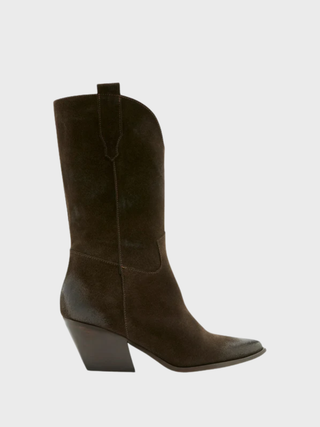 Sister x Soeur Zyla Cowboy Boot in Brown Suede