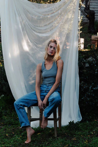 Perfectwhitetee Blondie Tank - Dark Heather Grey