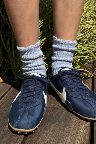 Linen Scallop Socks - (wholesale): Naturel