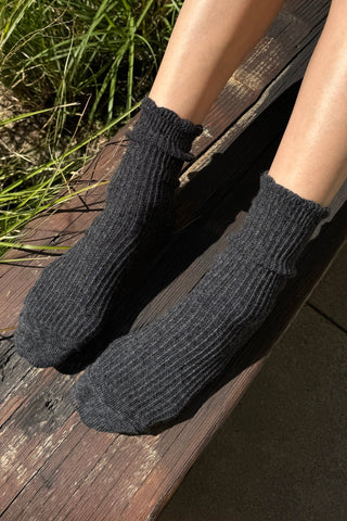 Linen Scallop Socks - (wholesale): Naturel