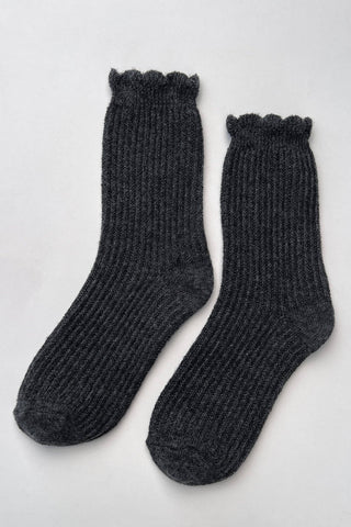 Linen Scallop Socks - (wholesale): Naturel