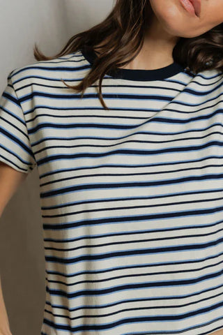 Perfectwhitetee Dawn Tee - Navy Pacific Stripe