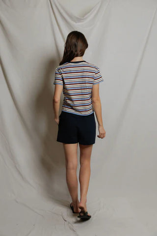 Perfectwhitetee Dawn Tee - Pacific Clementine Stripe