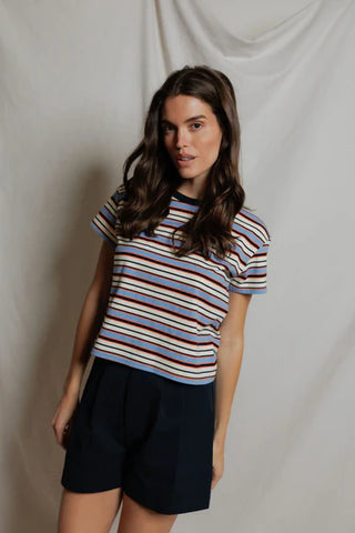 Perfectwhitetee Dawn Tee - Pacific Clementine Stripe