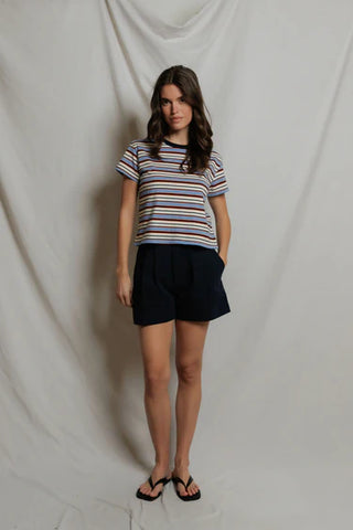 Perfectwhitetee Dawn Tee - Pacific Clementine Stripe