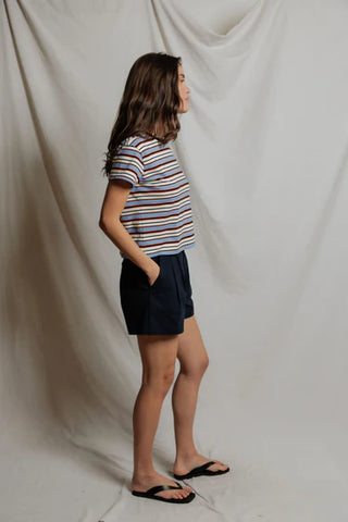 Perfectwhitetee Dawn Tee - Pacific Clementine Stripe