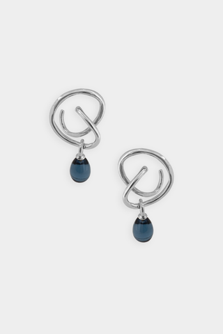Kara Yoo Maeva Earrings + Small Drop Charm in Sterling Silver