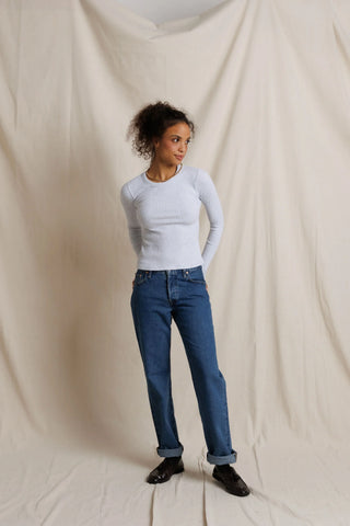 Perfectwhitetee Flora Long Sleeve in Heather Grey