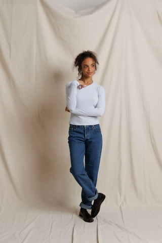 Perfectwhitetee Flora Long Sleeve in Heather Grey