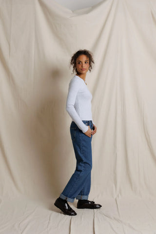 Perfectwhitetee Flora Long Sleeve in Heather Grey
