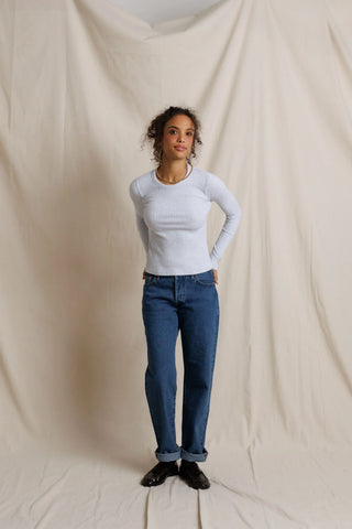 Perfectwhitetee Flora Long Sleeve in Heather Grey