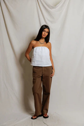 Perfectwhitetee Gianna Linen Tube Top - White