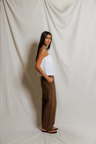 Perfectwhitetee Gianna Linen Tube Top - White