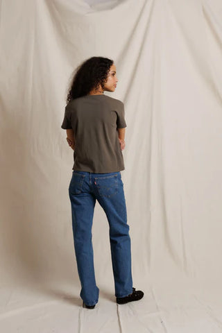 Perfectwhitetee Harley Boxy Crew Tee - Dark Olive