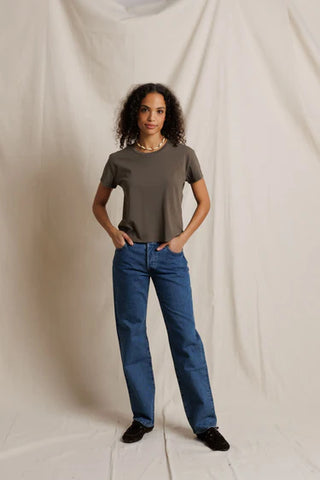 Perfectwhitetee Harley Boxy Crew Tee - Dark Olive