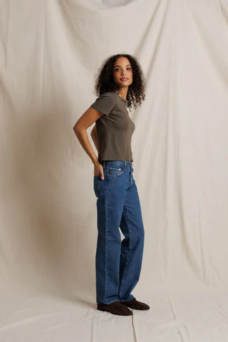 Perfectwhitetee Lisa Slim Crew Tee - Dark Olive