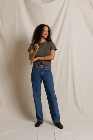 Perfectwhitetee Lisa Slim Crew Tee - Dark Olive