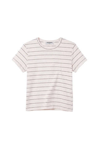 Perfectwhitetee Lisa Slim Crew Tee in Natural Stripe