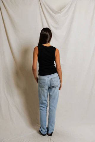 Perfectwhitetee Loretta Rib Tank Top - True Black