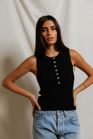 Perfectwhitetee Loretta Rib Tank Top - True Black