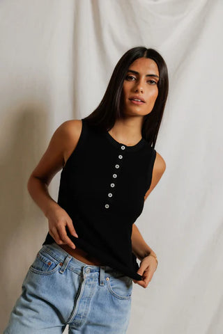 Perfectwhitetee Loretta Rib Tank Top - True Black