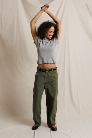 Perfectwhitetee Macy Rib Crew Neck Tee - Heather Grey