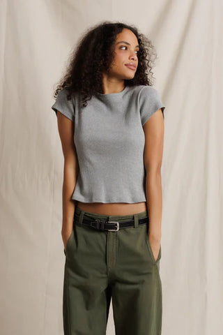 Perfectwhitetee Macy Rib Crew Neck Tee - Heather Grey