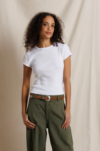 Perfectwhitetee Macy Rib Crew Neck Tee - White