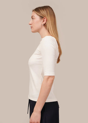 Mijeong Park Scoop Back Ribbed Top in Ivory