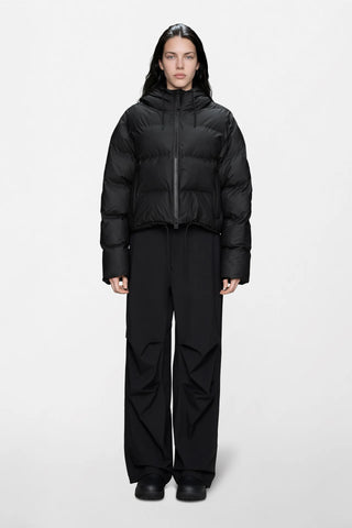 Rains Alta Short Puffer Jacket W3T3 in Black